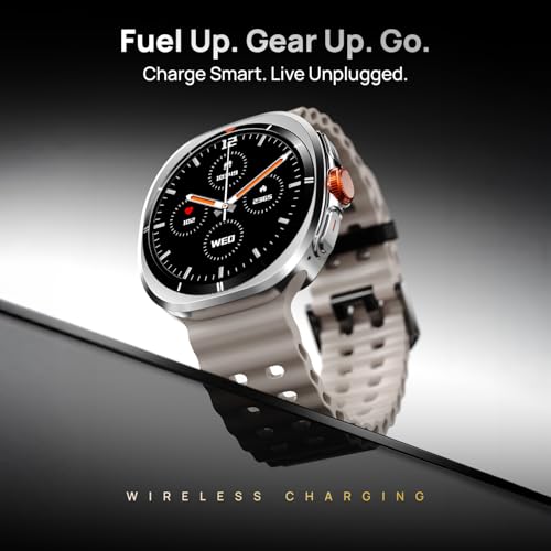 Fire-Boltt Axiom Round Smart Watch 1.43″ Super AMOLED Display with Always‑On Mode, Bluetooth Calling, Rotating Crown, SPO₂ & Heart Rate Monitor, IP67 Waterproof Silicone Smartwatch for Men - White