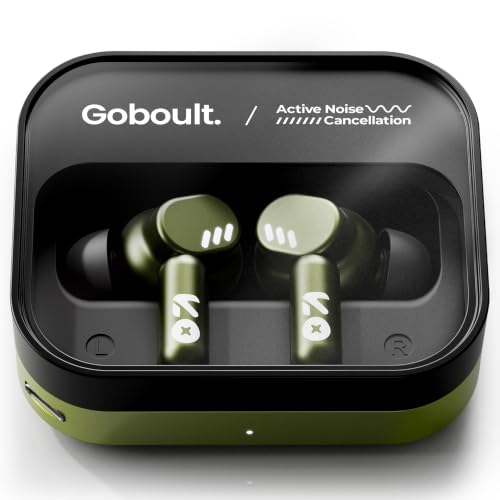 GOBOULT Newly Launched Tenet Pro with ANC TWS Earbuds, 75H Playtime, Amp App Support, 32dB ANC, Quad Mic ENC, Dual Device Pairing, 13mm Driver Ear Buds, Bluetooth 6.0 Wireless Earbuds (Olive Green)