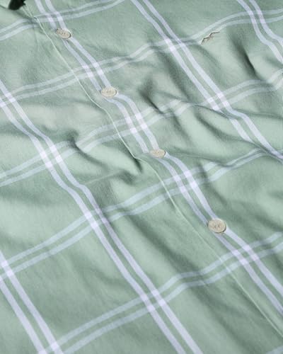 MUFTI Men Shirt | Slim Fit Full Sleeve Spread Collar Checkered Design | 100% Cotton Breathable Fabric | Business Casual & Smart Casual Office Wear| Light Olive 6XL