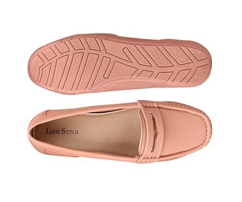 LOUIS STITCH Women’s Premium Pink Slip-On Loafers | Elegant Solid Slip-On Comfort Shoes for Casual and Formal Wear | Slip-On Loafer Shoes for Women | LSLD-BLR-HS01-PK | UK-7
