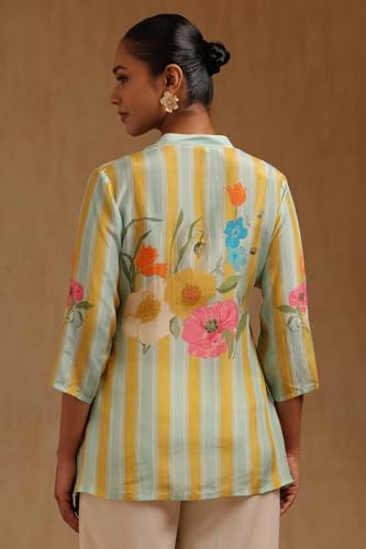 Soch Womens Powder Blue Muslin Floral Tunic