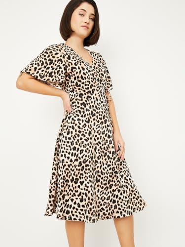 Max Women's Cotton Blend Classic Midi Dress (SR3311_Ivory