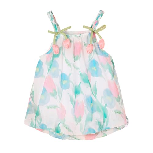 Hopscotch Girls Sleeveless White Watercolor Floral Bodysuit For Ages (9-12 Months)