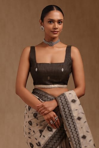 Soch Womens Black Chanderi Woven Design Saree