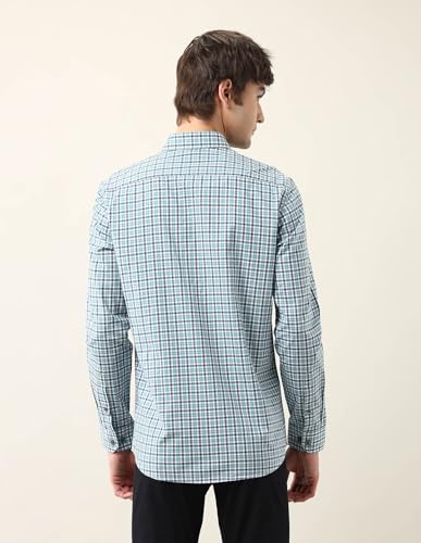 Arrow Sports Men's Checkered Slim Fit Shirt (ASAJSH1362_Green