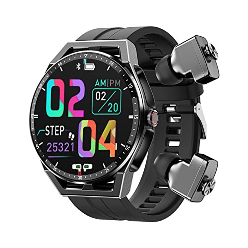 Tuanzi T20 Smart Watch with Earbuds 1.3 Inch Smartwatch Built-in Wireless Combo TWS HiFi Stereo Headset Heart Rate Monitor Fitness Tracker T20-Black