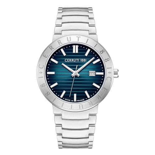 Cerruti 1881 Filiano Analog Watch For Men Sapphire Coated Flat Glass And Stainless Steel Bracelet 42mm Water Resistant 5 ATM, Silver, bracelet