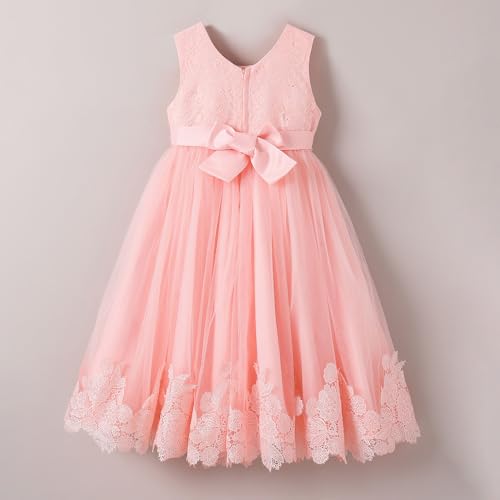 Hopscotch Girls Pink Sleeveless Floral Applique Beaded Gown for Age (3-4 Years)