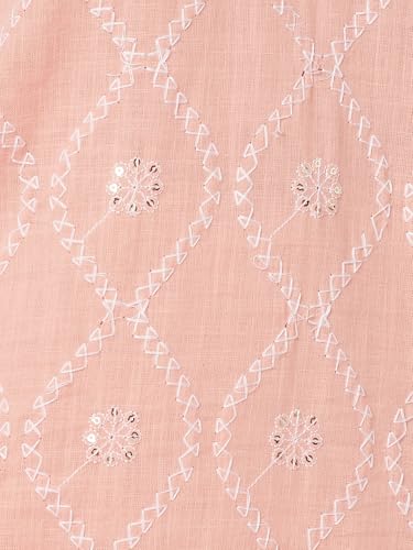 Max Women Embroidered Straight Kurta Set (Pink_L)