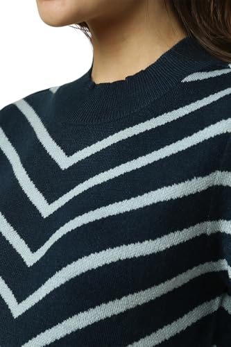 Allen Solly Women's Acrylic Crew Neck Sweater (AHSWCRGPL53581_Navy