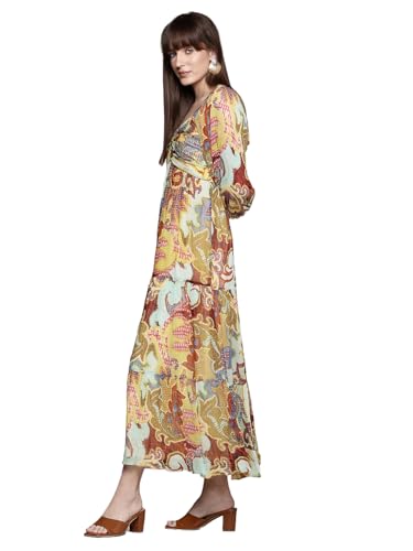 Label RITU KUMAR Ecru Multi Francis Sweetheart Neck Long Dress