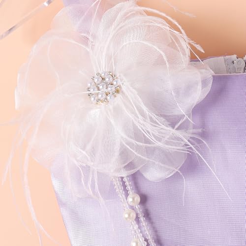 Hopscotch Girls Purple Sleeveless 3D Floral Applique Spagettie Strap Party Dress for Ages (4-5 Years)