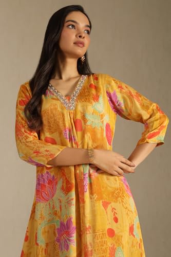 Soch Women's Chinon Maxi Dress (EWA5KU61500_Mustard