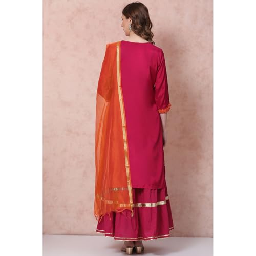 Rangriti Women Viscose Solid Suit Set (RSKASSORTED15445AW21PNK_Pink