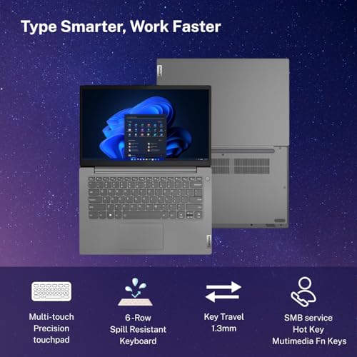 Lenovo V14 Intel Core i3 13th Gen 14" FHD (1920x1080) Antiglare 250 Nits Thin and Light Laptop (8GB RAM/512GB SSD/Windows 11 Home/Office Home 2024/Iron Grey/1.43 kg), 83A0A0PBIN