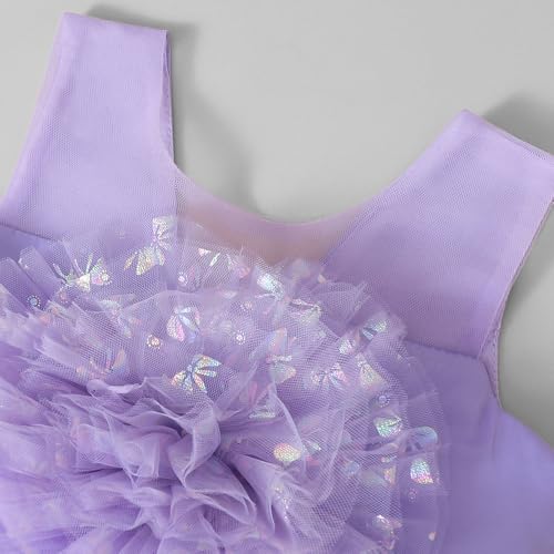 Hopscotch Girls Lavender Sleeveless Oversized Floral Applique Dress For Age (12-18 Months)