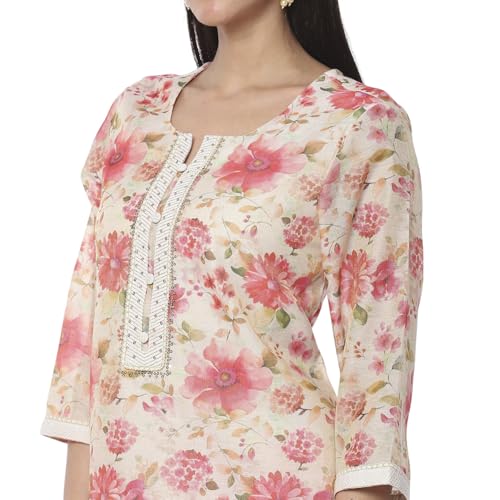 Rangriti Women's Polyester Kurta Set (FSGLM22173SS25BEG_Beige