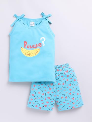 MI Kidz Pure Cotton Jhablas/Vests with Shoulder Straps and Half Pant Set for Infants