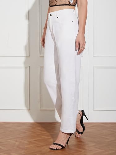 Miss Chase Women's Tapered Rise Clean Look Cropped Stretchable Denim Jeans (MCSS24DEN79-02-533-34, Linen White, 34)