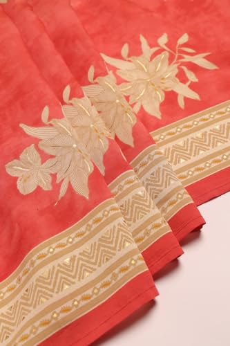 Soch Womens Peach Chanderi Floral Salwar Suit With Beads