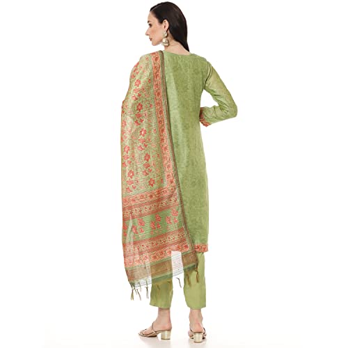 BIBA WOMEN FABRIC(RTS RC K1924A_GREEN_FREE)