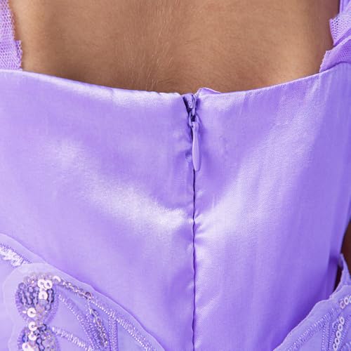 Hopscotch Girls Purple Sleeveless 3D Butterfly Applique Ruffled Gown for Age (9-12 Months)
