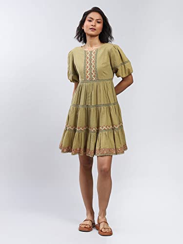 Label RITU KUMAR Louisa Short Dress Olive
