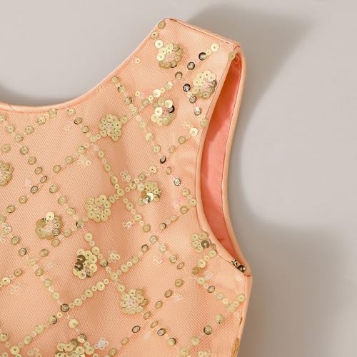 Hopscotch Girls Orange Sleeveless Sequined Ruffle Gown for Age (6-8 Years)