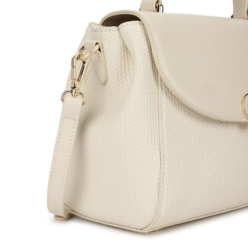 Fastrack Twine Charm Satchel | Faux-Leather Women’s Satchel | Dual Compartments with Centre Zip Pocket, External Quick-Access Zipper, Gold-Accent Flap & Adjustable Strap