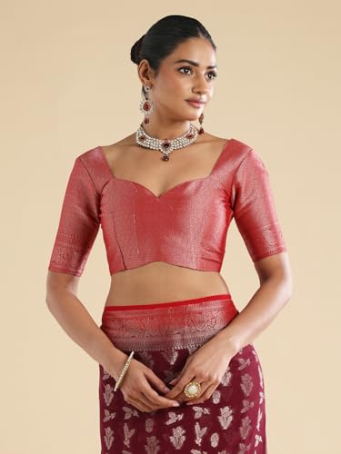 AKHILAM Women's Maroon Georgette Floral Printed Saree With Unstitched Blouse Piece (66ALEKHA6601_NV)