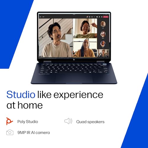HP Omnibook Ultra Flip, Intel Core Ultra 9 288V (32GB LPDDR5x, 2TB SSD), 3K, OLED, 120 Hz, Micro -Edge, 14''/35.6cm, Win11, M365* Office24, Blue, 1.34kg, fh0369tu, 9MP IR AI Camera, Backlit Laptop