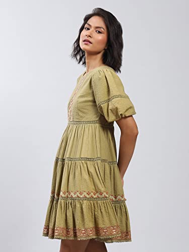 Label RITU KUMAR Louisa Short Dress Olive