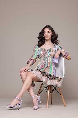 Label RITU KUMAR Multi Ethnic Stripes Short Dress Multicolour