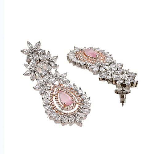 VOYLLA Cz Elegance Dual Tone Brass Made Necklace Set