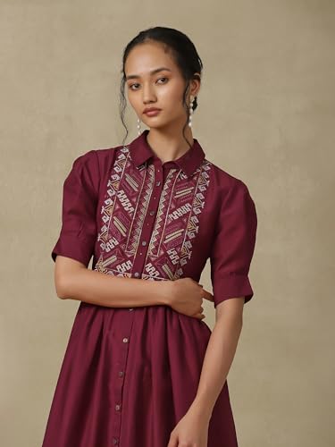 Aarke Ritu Kumar Wine Emboridered Dress