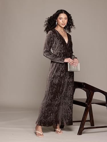 Label RITU KUMAR Brown Caren Velvet Jumpuit