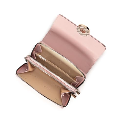 Fastrack Quilted Envelope Clutch For Women, Girls and Ladies | with Dual Zip Compartments & Detachable Sling Straps | Ladies Purse Handbag | Clutch For Casual Carry, Pink