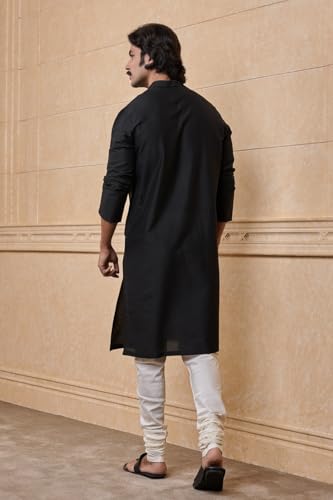 TASVA Black All Over Floral Embroidered Kurta Set| Size: L