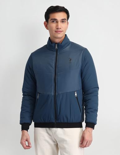 U.S. POLO ASSN. Mens Wadded Bomnber Full Sleeve Jacket (UDJCKS1457_DARK BLUE_XL)