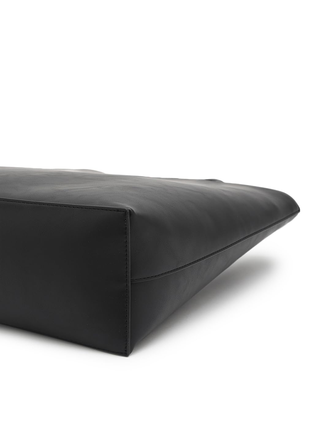 Tommy Hilfiger Solid Black Pu Tote Bags