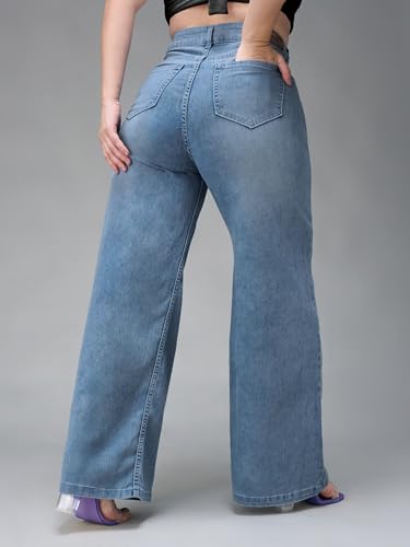 Miss Chase A+ Women's Bootcut High Rise Stretchable Denim Jeans (APSS25DEN81-64-54-32, Sky Blue, 32)