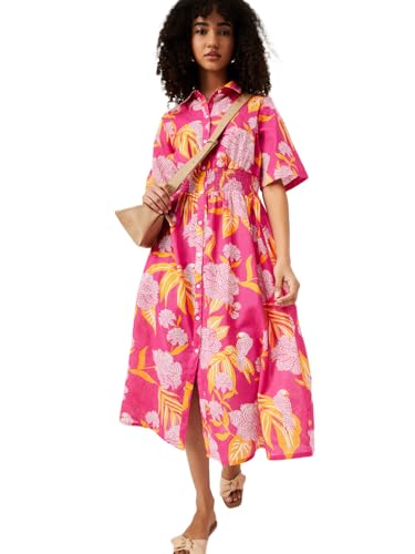 Max Women's Cotton A-Line Midi Dress (TS56004_Multi Multicolour