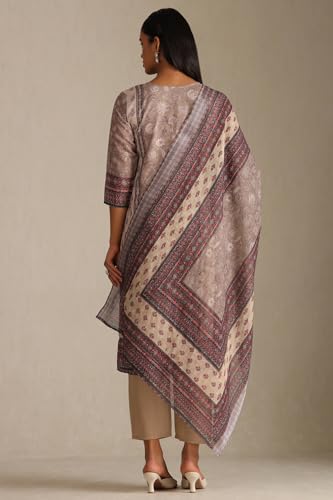 Soch Women's Poly Linen Kurta Set (EWA5CD22193_Beige