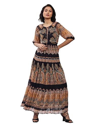 Label RITU KUMAR Black Printed Maxi Dress