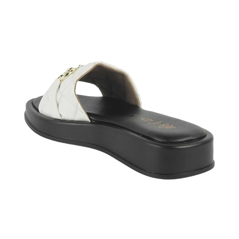 tresmode AREZZO Women's White Vegan Leather Platform Wedges Sandals in Size 7 UK / 40 EU