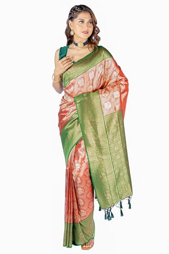 MIMOSA Women's Woven Design Kanjivaram Style Art Silk Saree With Blouse Piece : Sa00001783Mrfree,Maroon