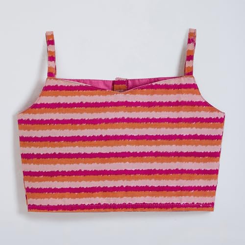 Hopscotch Girls Sleeveless Pink 3-Pc Abstract Cotton Pants Set For Ages (2-3 Years)