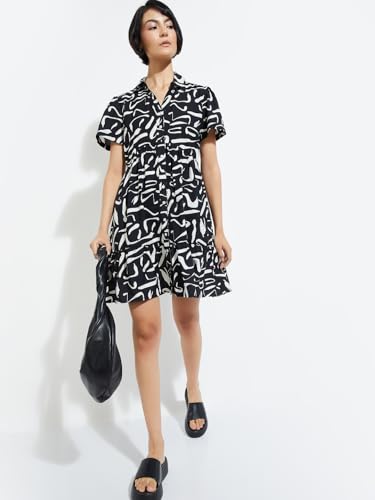 Max Women's Nylon A-Line Below The Knee Dress (PA25DRS11_Black