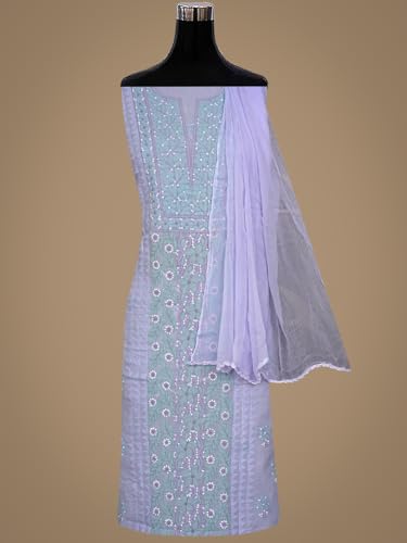 Ada Hand Embroidered Lucknowi Chikankari Unstitched Cotton Dress Material Suit Piece with Dupatta for Women 01A879859 Mauve