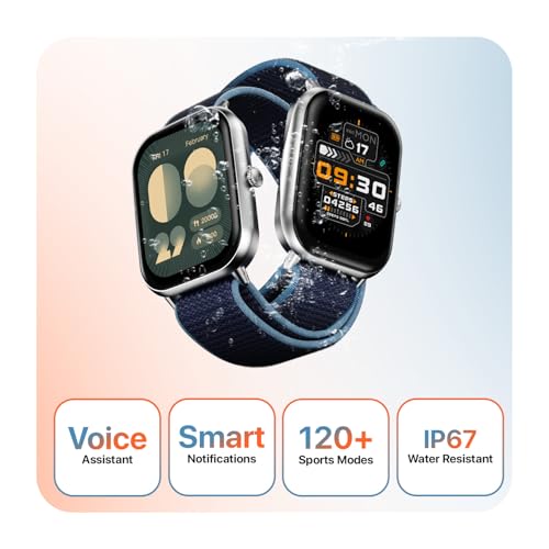Fire-Boltt Newly Launched Ninja Call Pro Max Nyluxe Smart Watch 2.01 inch Display, Bluetooth Calling, 120+ Sports Modes, Health Suite, Voice Assistance (Cyan)